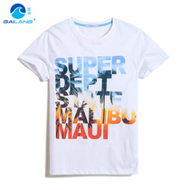 Cover waves cotton round neck T-shirt short sleeve mens beach holiday sports loose letter print fashion base shirt