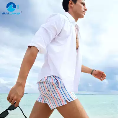 Gai Lang summer men's beach pants men's quick-drying loose large size short seaside holiday shorts lined swimming pants