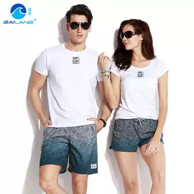 Gailang Summer Beach Resort Cotton Loose Pure Color Black and White Couple Short Sleeve T-Shirt Joker Student Shine