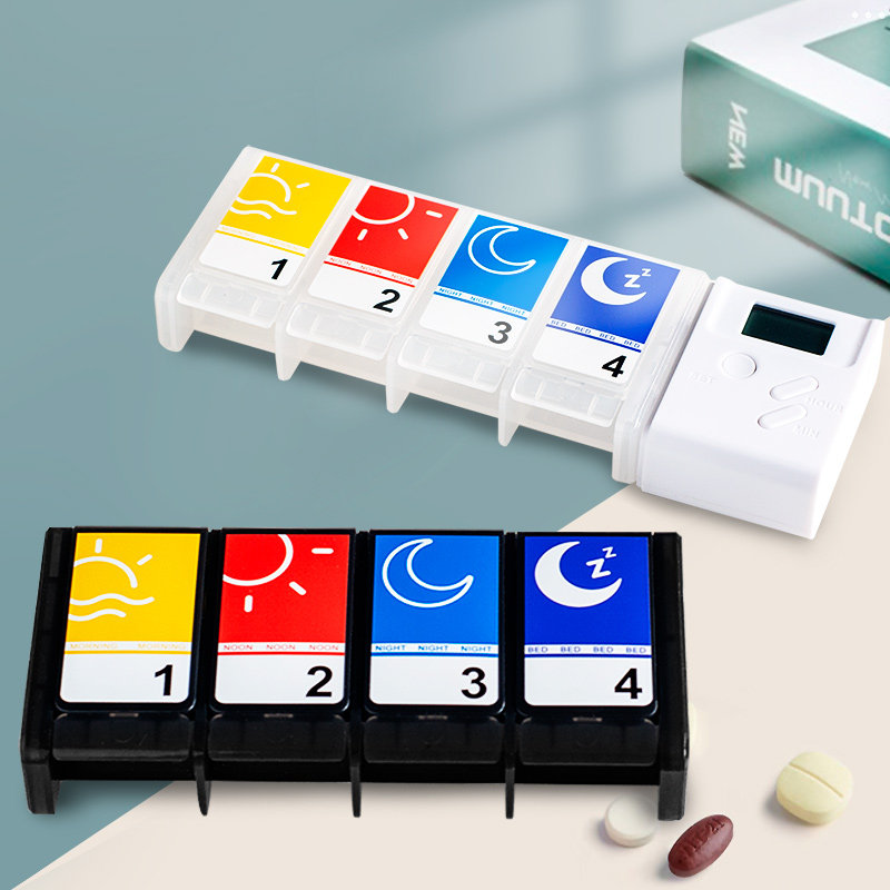 Smart timed medicine kit old man big word split medicine electronic reminder can be removed capsule health box for a week