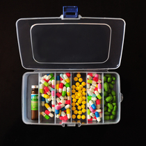Double-sided 10-grid with lid transparent more than ten-compartment storage box double-layer medicine box jewelry jewelry box oral liquid large capacity