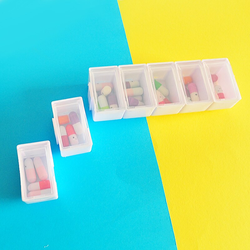 Detachable single word-free transparent week portable medicine box with 7 g 7 small pill to contain the sub-medicine box