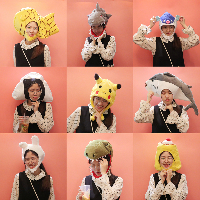 ins Funny Cartoon Headgear Hats: Rabbit, Frog, Pufferfish - Tiktok and Xiaohongshu Influencer Style Photo Props