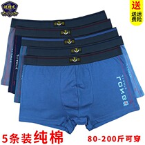 Hengyuan Xiang Pure Cotton Mens Underwear Flat Corner Middle Waist Middle Aged Four Corners Full Cotton Loose Big Code Dad Pants