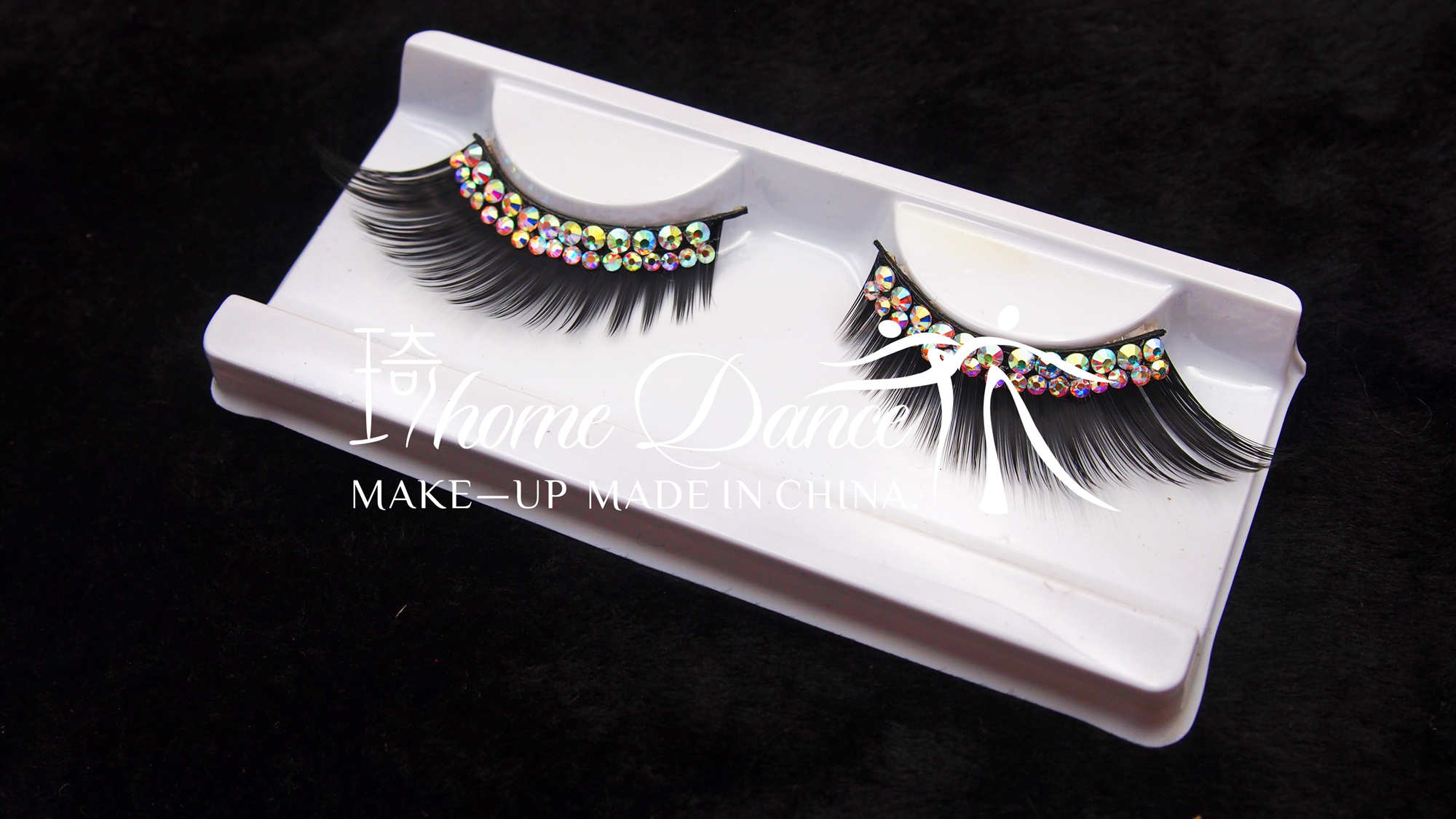 Professional Latin stage belly modern dance competition performance diamond-studded eye tail elongated false eyelashes children adults