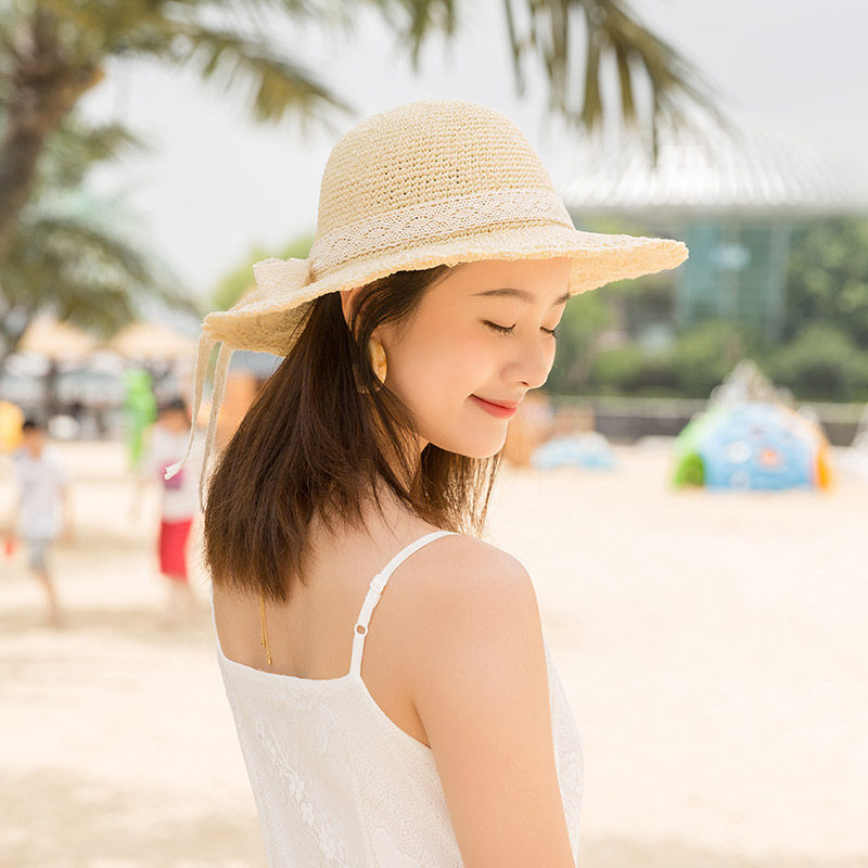 New mommy hand for summer cool large hat hat relieving stuffy hand diy woven hair thread lace thread crochet hat material bag