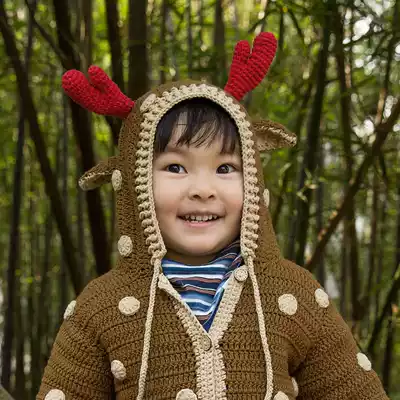 New mommy hand-made fawn baby children's coat wool Group hand-woven crochet sweater material bag