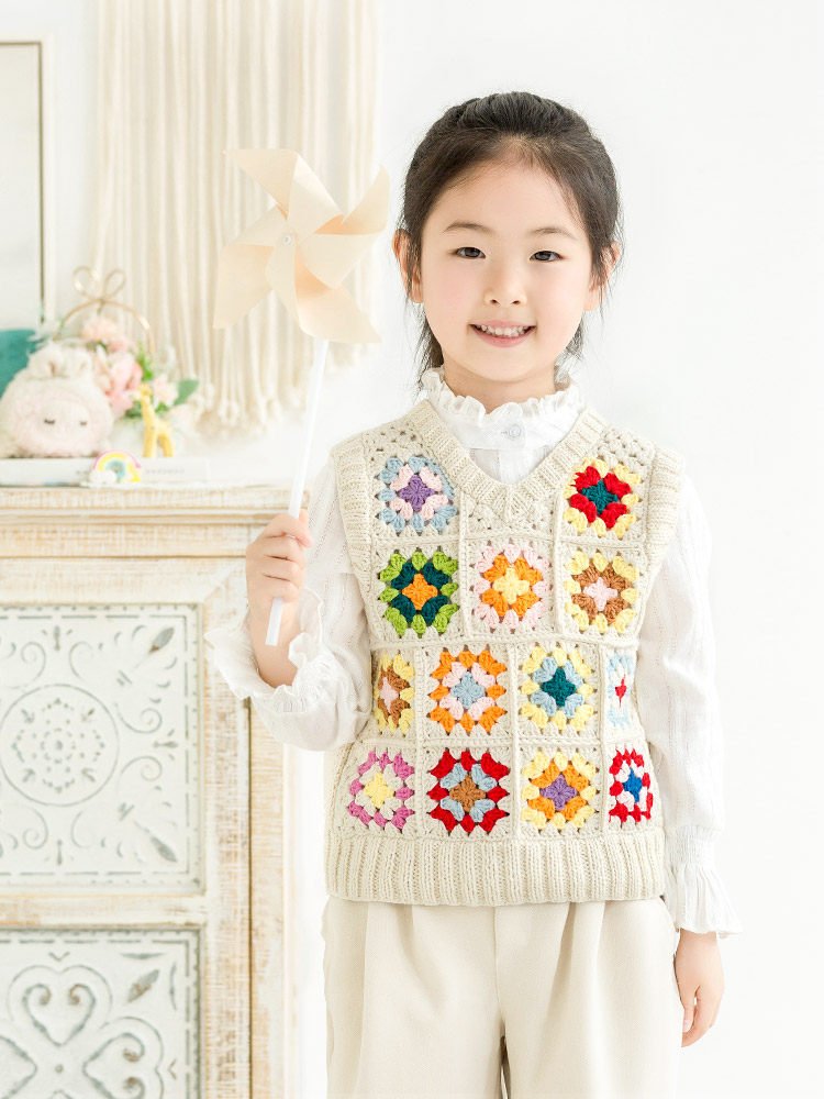 New mommy's handmade grandmother's checkered parent-child vest handmade diy crochet cotton knitting yarn ball material package