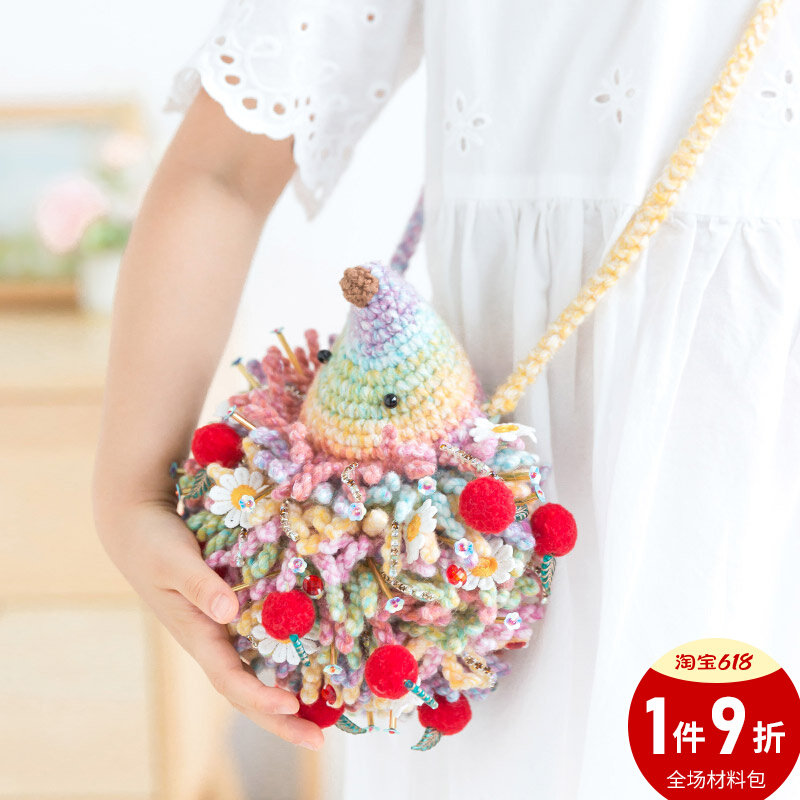 New Mommy Hands as a hedgehog Hundred Sacks Handmade Diy Bag Woven Material Bag Crochet Hair Thread Hand Choreography