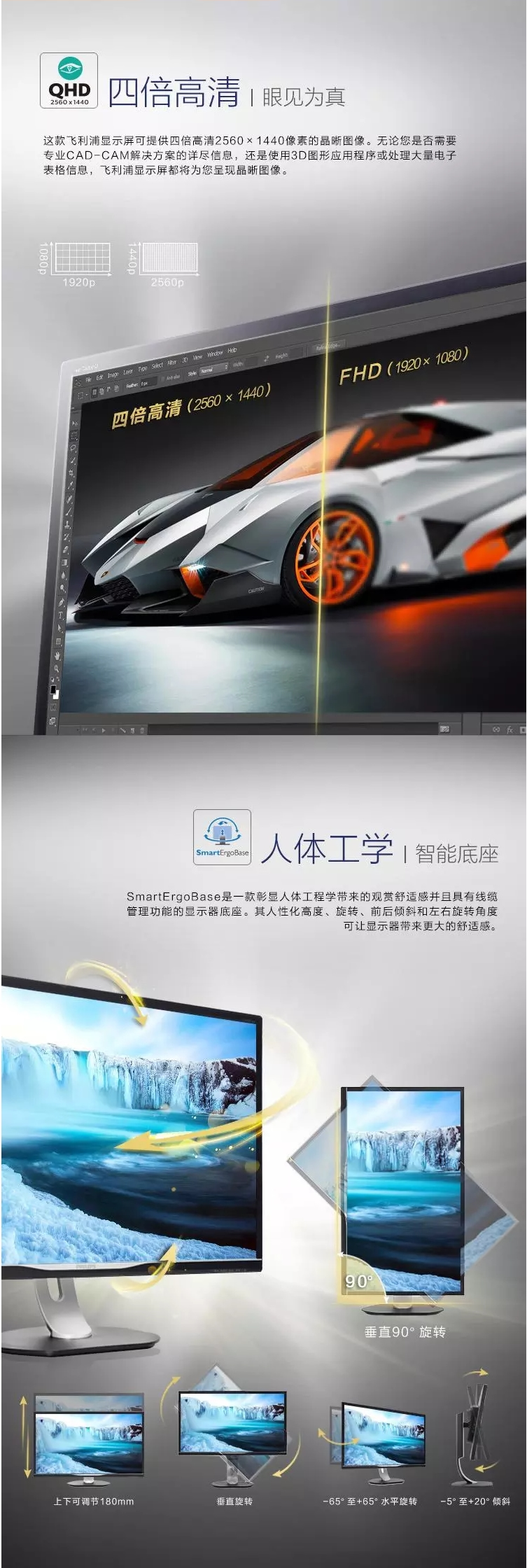 飞利浦显示器32寸 BDM3270QP 2K液晶电脑显