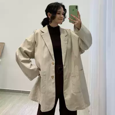 Spring and Autumn Korean version of chic Hong Kong wind ins Net red loose retro small suit casual black suit jacket female students