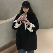 Spring and autumn Korean version chic Retro Hong Kong taste loose and wild design sense Casual net red suit jacket Suit schoolgirl