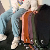 Spring and autumn 2020 new Korean version of sweatpants loose black beam feet wide legs nine-point Harun casual pants womens pants tide