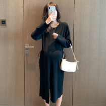 Pregnancy Woman Dress Spring Loaded Loose Spicy Moms Over Kneecap Bottom Sweater Dress Personality Open Fork Fashion Cover Pregnant Woman With Dress