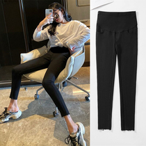 Pregnant women pants 2021 autumn black burrs pregnant women jeans stretch little feet ankle-length pants pregnant women leggings