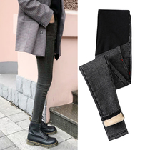 Pregnant womens pants Autumn and winter outer wear trousers winter thickened and velvet pregnant womens jeans fashion leggings womens winter clothes