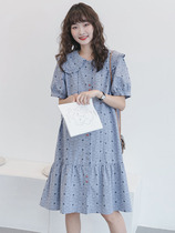 Cooleeye Small Flowers ~ Pregnant Woman Summer Fashion Fashion Doll Collar Slim breathable cotton dress Dress Out of Dress
