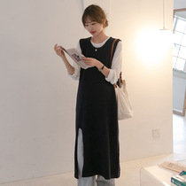 Pregnancy Woman Dress Spring Dress Suit Loose large code Belly Medium Long pregnant woman Vest Nepotism Ocean Qi-Ocean Qi Minus Knitted Dress