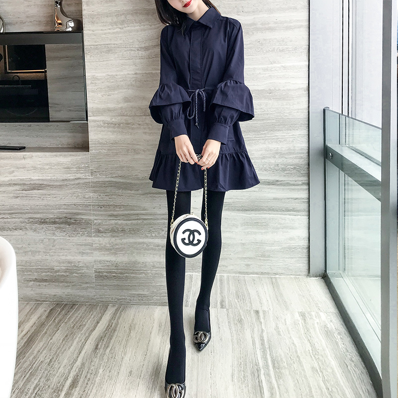 Autumn Clothing Light Extravagant Temperament Foreign Dress Women 2020 New Women's Year High End Big Name Hime Blue Balloon Dresses Autumn