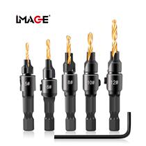 Cross-border 4PC 5PC hexagonal handle countersunk hole drill woodworking countersunk head screw drill opening countersunk hole chamfering integrated drill bit cross