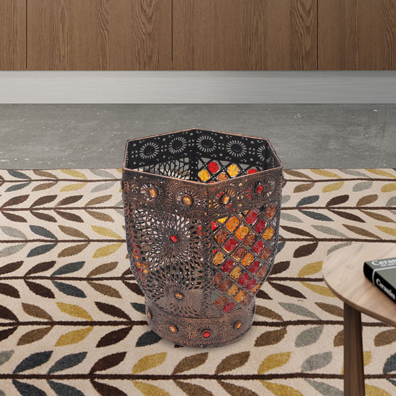 Trash can retro home living room creative office kitchen powder room hollow without cover handicraft wrought iron paper basket