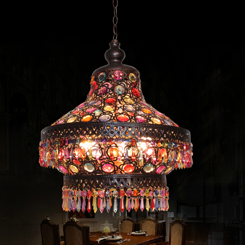 Original Retro Handmade Creative Network Red Ins Xinjiang People's Dining Hall Pearl Film Chandelia Bar Bedroom Living Room Hotel Light