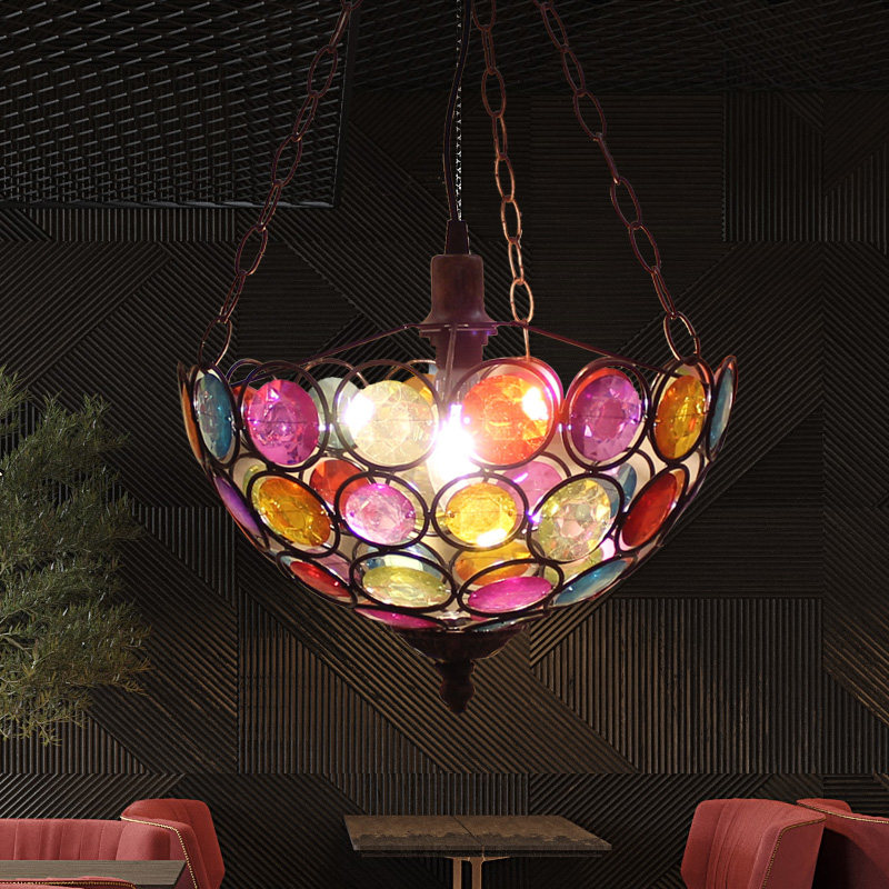 Ring Circle Dreamy Projection Industrial Wind Characteristics Semicircle Iron Art Pendant Lamp Creative Loft Bar Table Dining Room Eroy Lamps