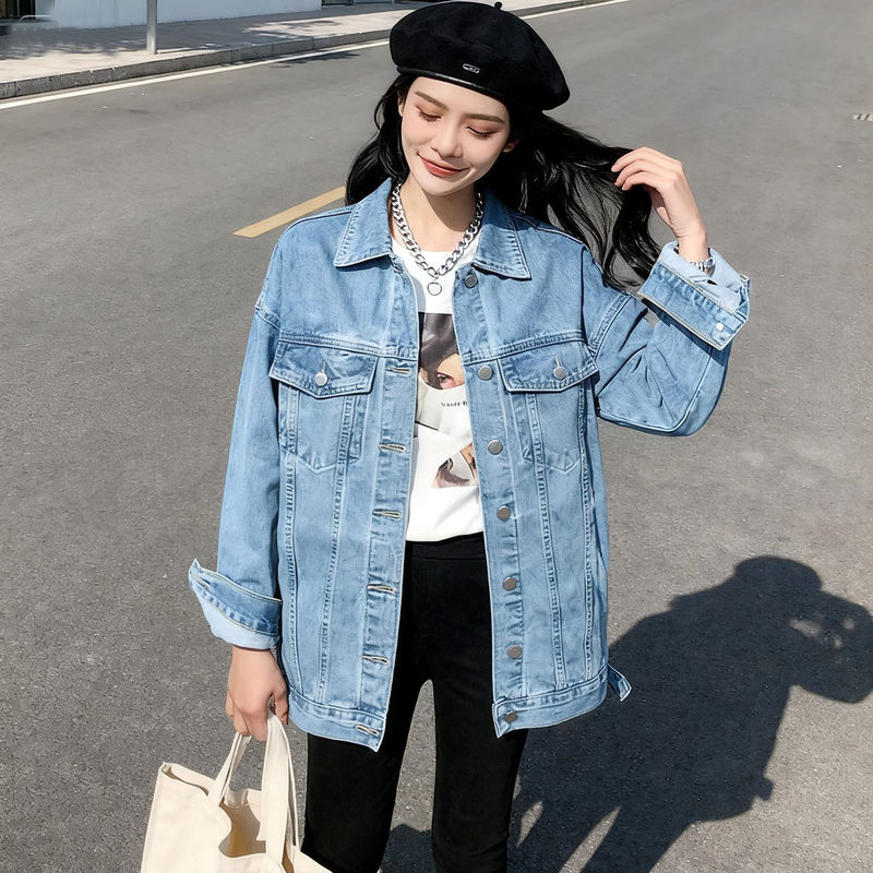 Loose Bf Style Versatile Denim Jacket for Women, Spring and Autumn Korean Fashion, Age-Reducing Workwear Jacket, Casual Top, Trendy Loose Bf Style Versatile Denim Jacket for Women, Spring and Autumn Korean Fashion, Age-Reducing Workwear Jacket, Casual Top, Trendy