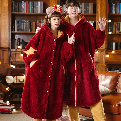 Демисезонная пижама для влюбленных, коралловое бархатное демисезонное флисовое зимнее термобелье, большой размер