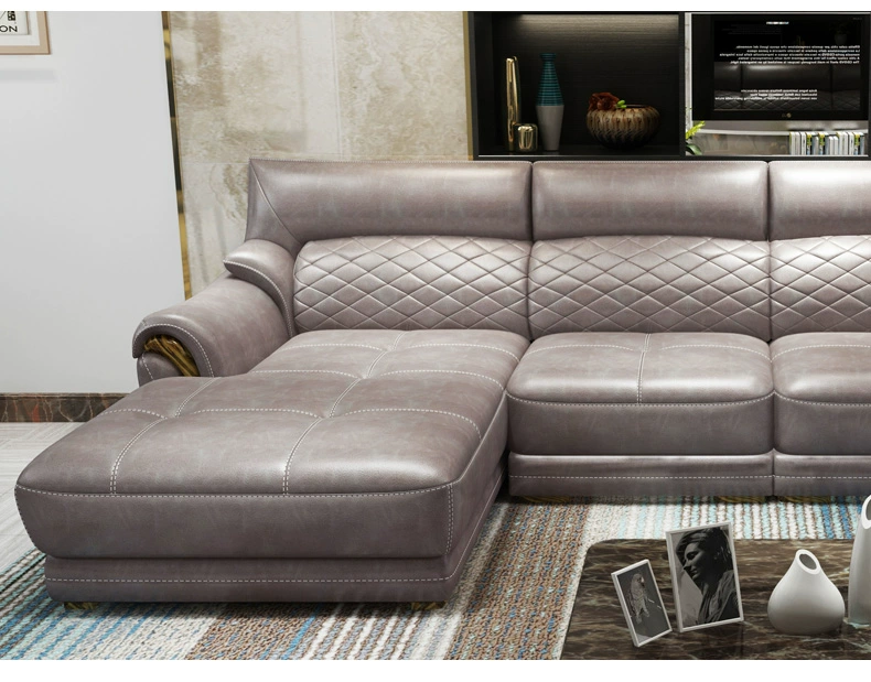 Buffy đơn giản hiện đại sofa da hàng đầu lớp da bò phòng khách khép kín kết hợp kích thước căn hộ sofa góc da - Ghế sô pha