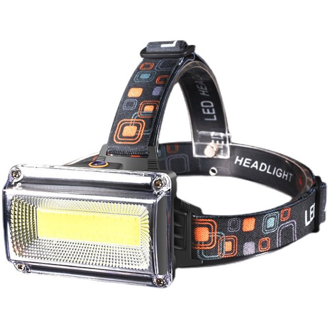 Smiling Shark Large Floodlight Rechargeable Headlamp for Construction Site Maintenance Work, Head-Mounted Light with Three Light Sources (White, Red, Green) for Beekeeping