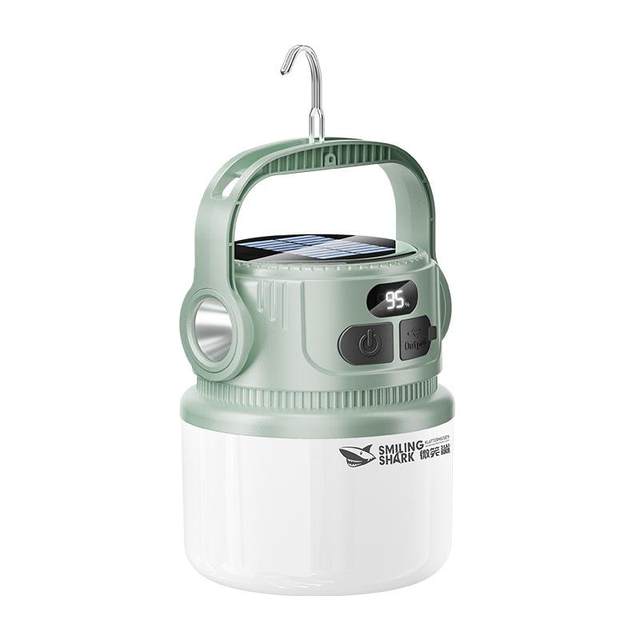 Smiling Shark Solar New Canopy Camping Lamp Can Be Hanged Night Market Stall Lamp Super Bright Family Camping Lamp
