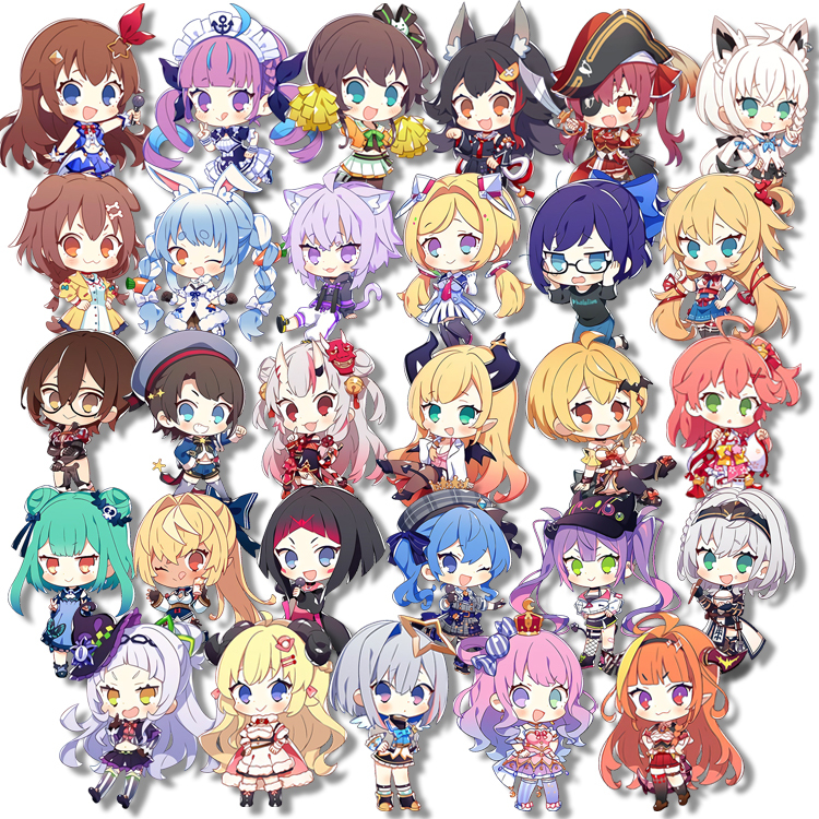 Hololive Pendant Peripheral Anime Acrylic Double-Sided Pendant, 29 Q Version Keychains for All Employees