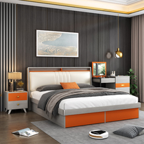  Nordic high box storage bed 1 8 meters double bed 1 5 meters small apartment board bed storage modern simple master bed