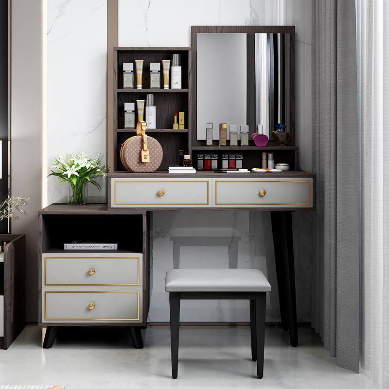 Modern minimalist dressing table bedroom net red ins wind small apartment dressing table small storage cabinet integrated dressing table