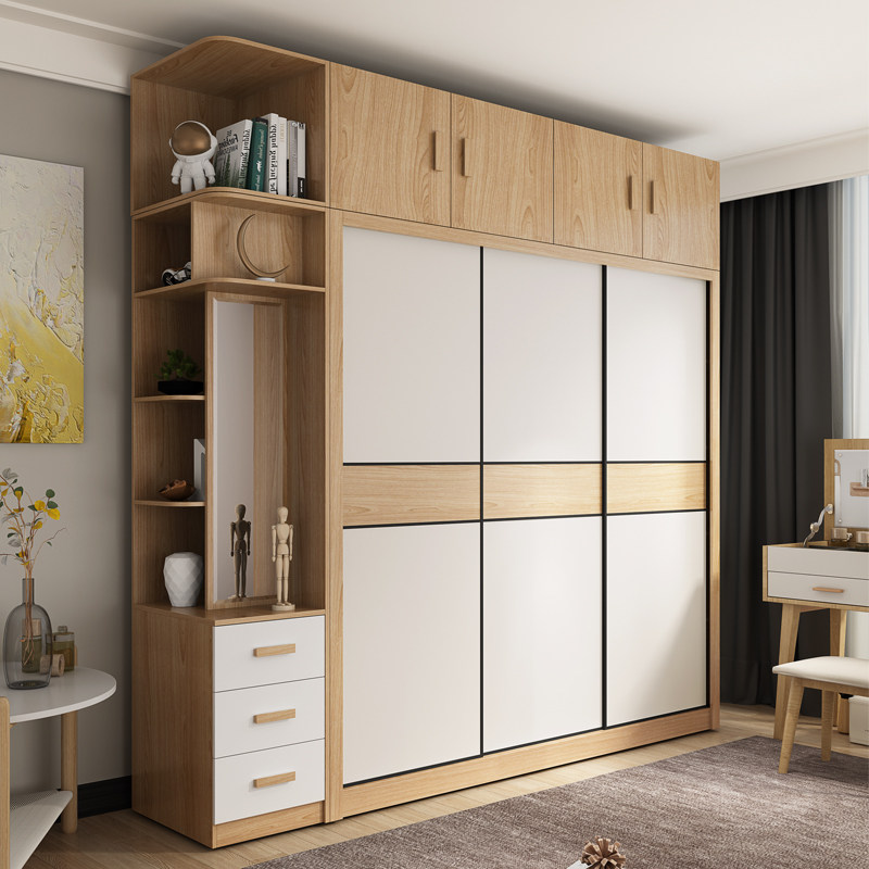 Nordic Economy Bedroom Closet Push Door Household with Modern Simple Assembly Rental Cabinet Locker Closet