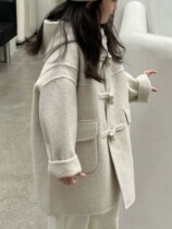 Korean style childrens clothing girls woolen coat 2023 winter new style mid-length high-end childrens woolen coat trendy