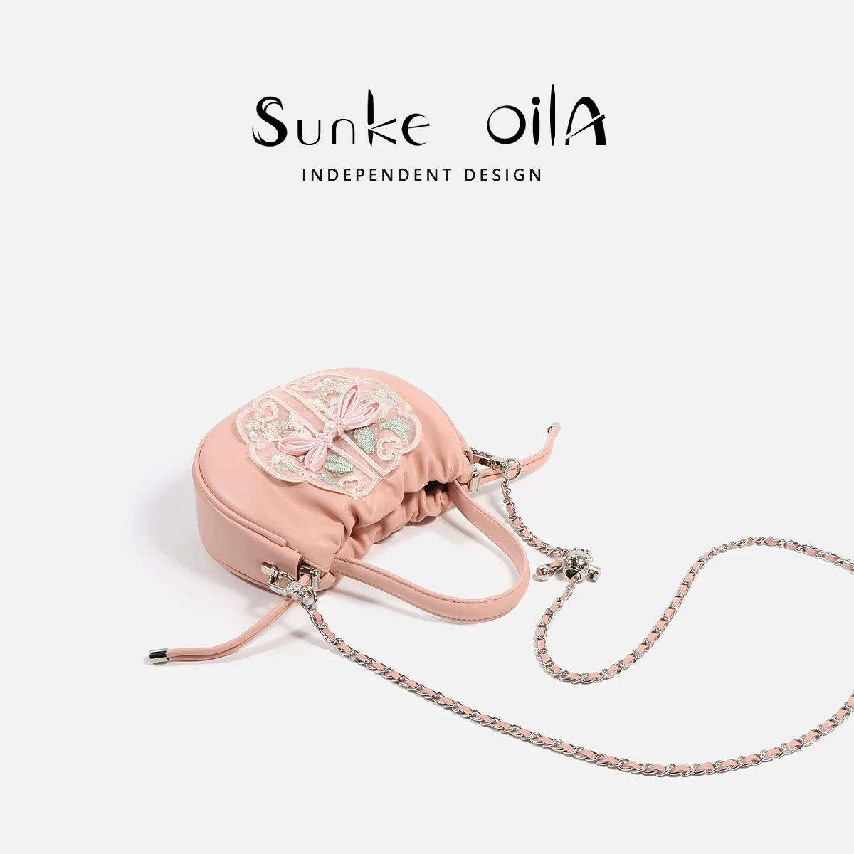 Sunke OiLA Fuchsia кошелек, сумка через плечо, натуральная кожа, с вышивкой