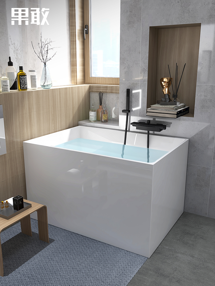 Kokang Nordic simple freestanding 1m-1 3m thin edge acrylic small powder room deep bathtub bath bucket 025