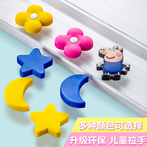 Childrens room cabinet door handle cabinet drawer cute cartoon handle star Moon soft glue safety cabinet handle