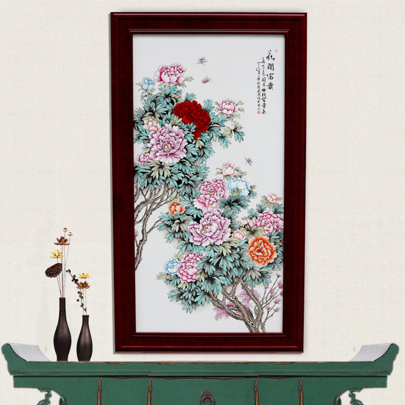 Hand - made blooming flowers porcelain plate painter of jingdezhen ceramic hanging in the sitting room sofa background wall adornment bedroom