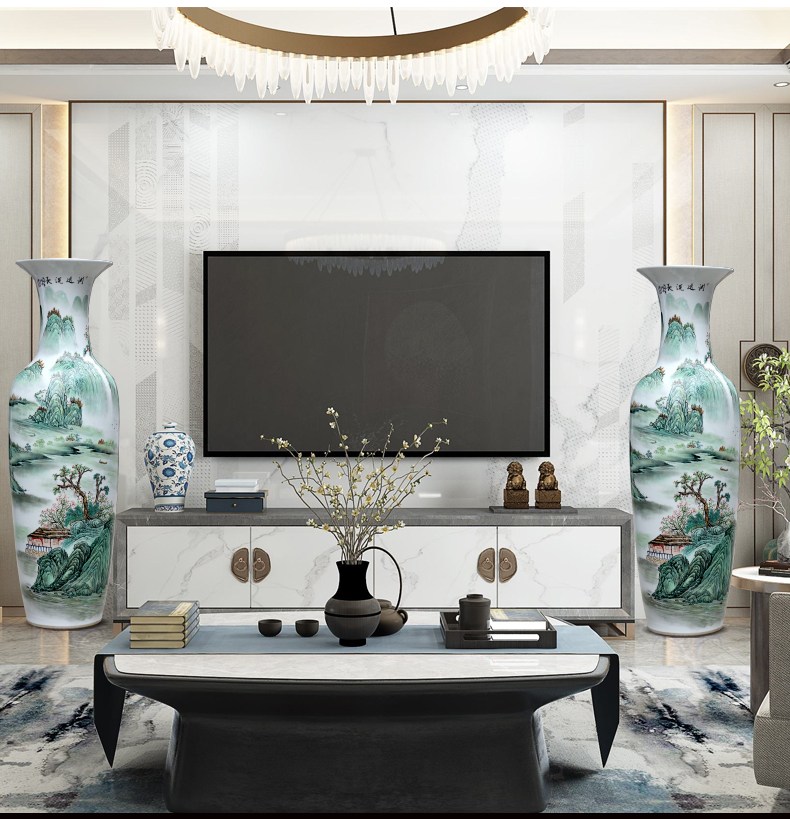 The sitting room of large vase hand - made landscape painting porcelain jingdezhen ceramics decoration large flower arranging porcelain furnishing articles