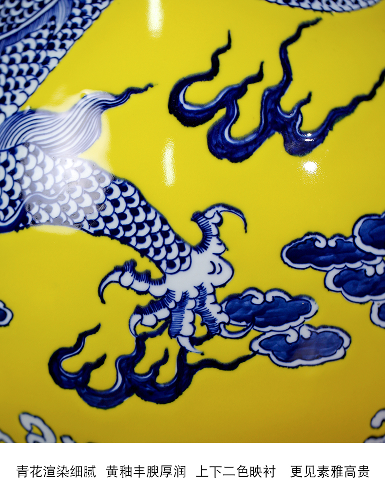 Jingdezhen blue and white dragon hand antique ceramics at home TV ark place porch calligraphy and painting to receive the goods