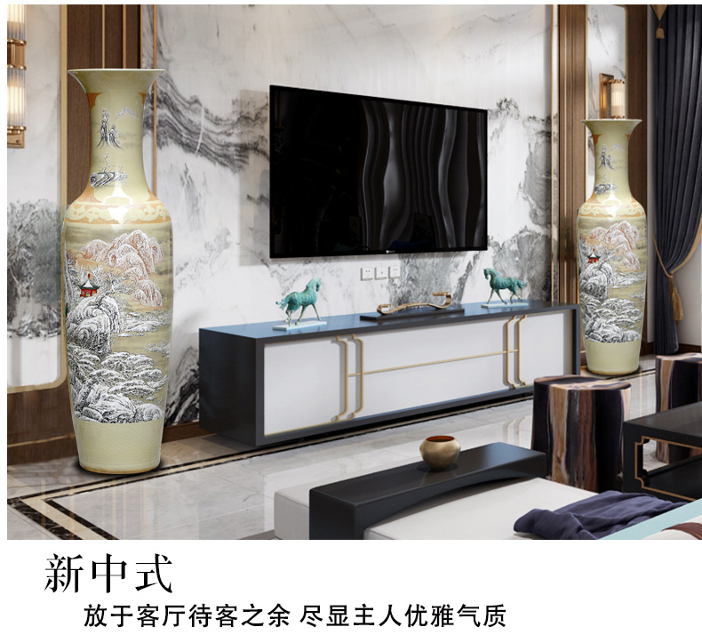 Jingdezhen ceramic floor big vase hand - made khe sanh friends snow sitting room of Chinese style to decorate opening gifts furnishing articles