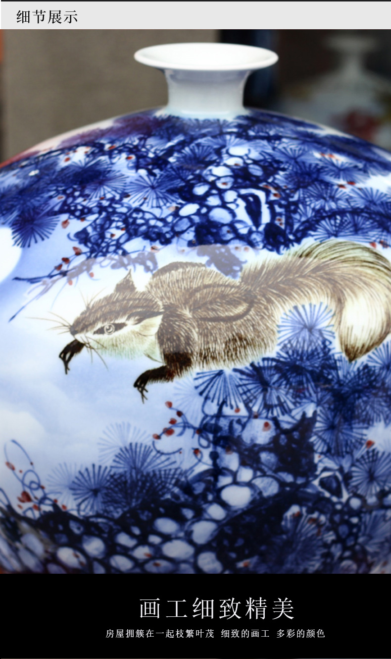 Jingdezhen hand - made gold plutus squirrel ceramic dry flower vase household living room a study mesa furnishing articles
