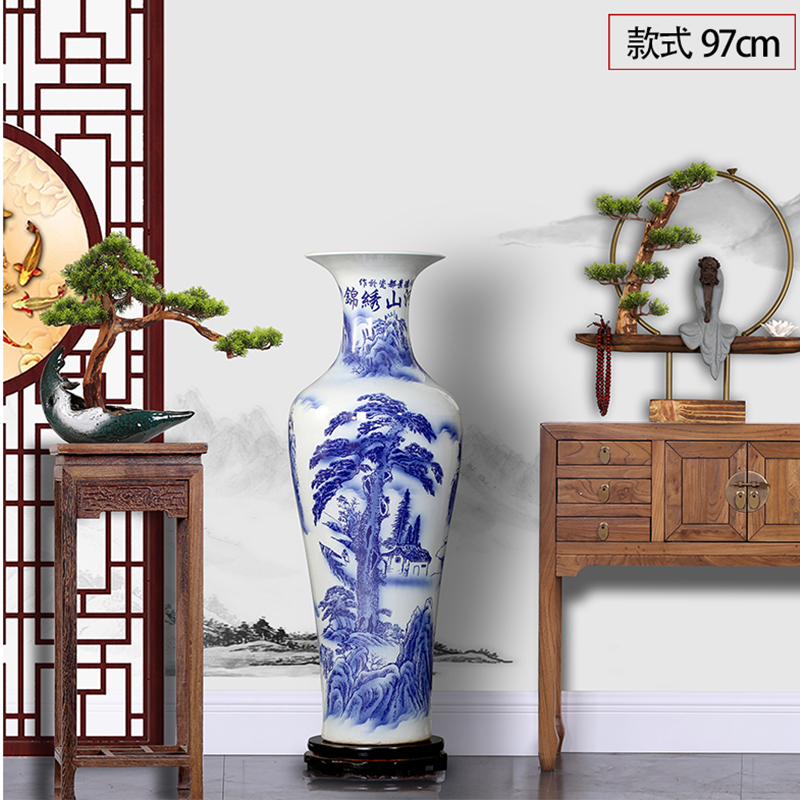 Jingdezhen chinaware bottle of archaize splendid sunvo large blue and white porcelain vase hotel furnishing articles sitting room adornment
