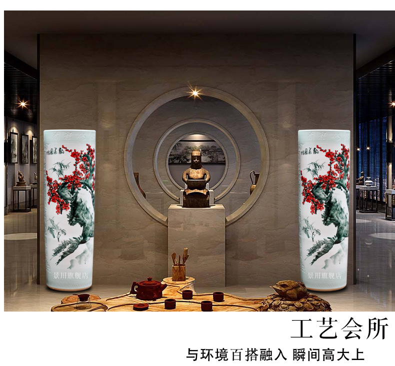 Jingdezhen ceramics hand - made peony vases of large vases carved quiver opening gifts home decoration