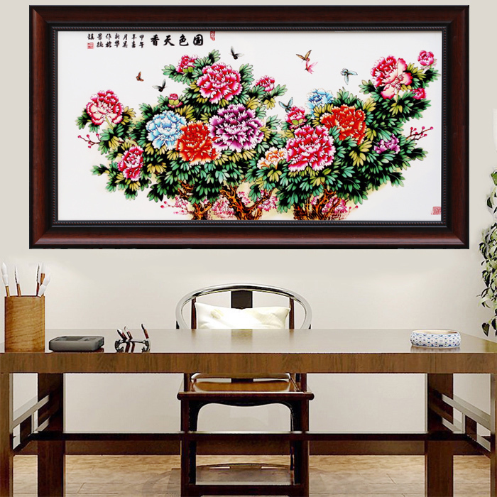 Pastel peony very beautiful jingdezhen porcelain plate painting home furnishing articles sitting room hangs a picture study Chinese style sofa decorate