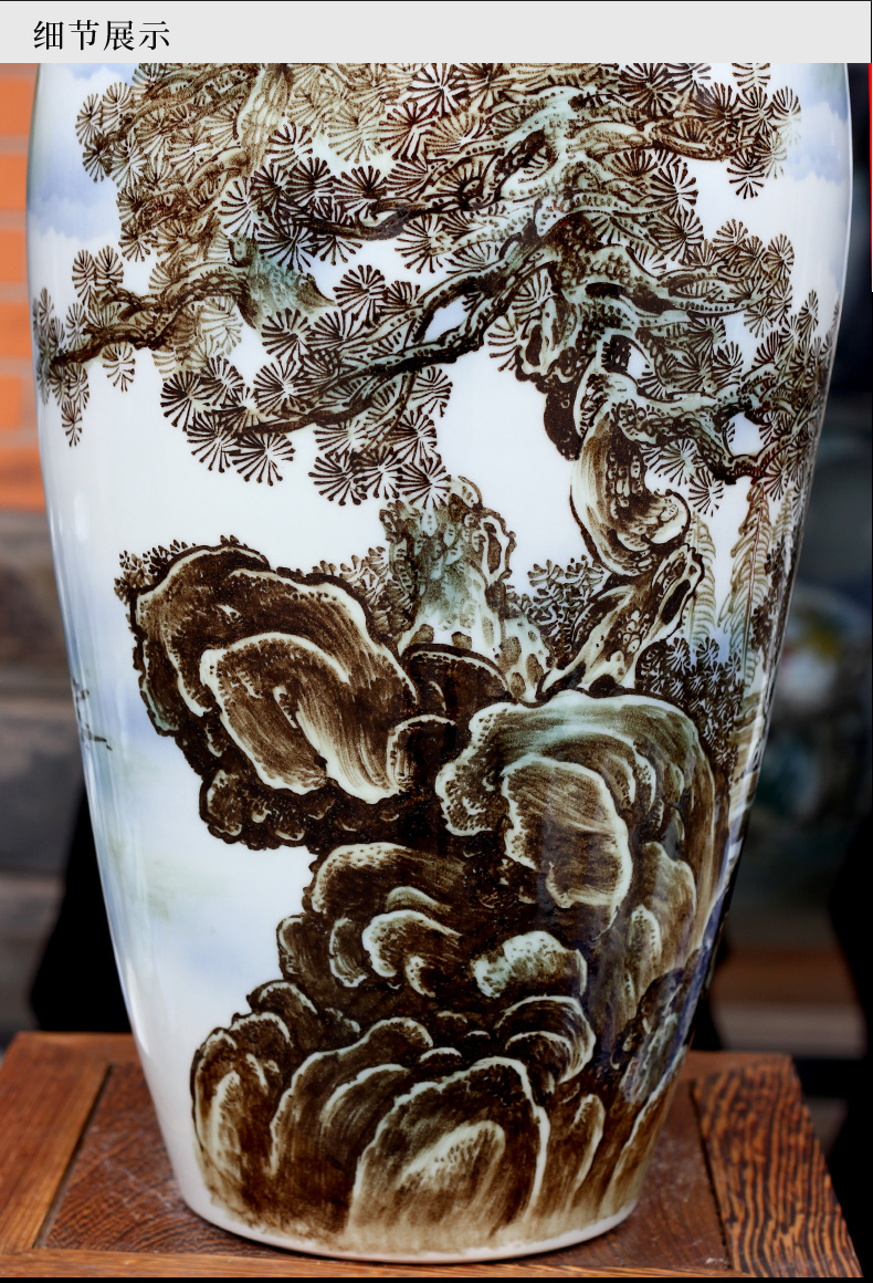 Jingdezhen ceramics color ink hand - made landscape painting vase I household mesa archaize sitting room furnishing articles