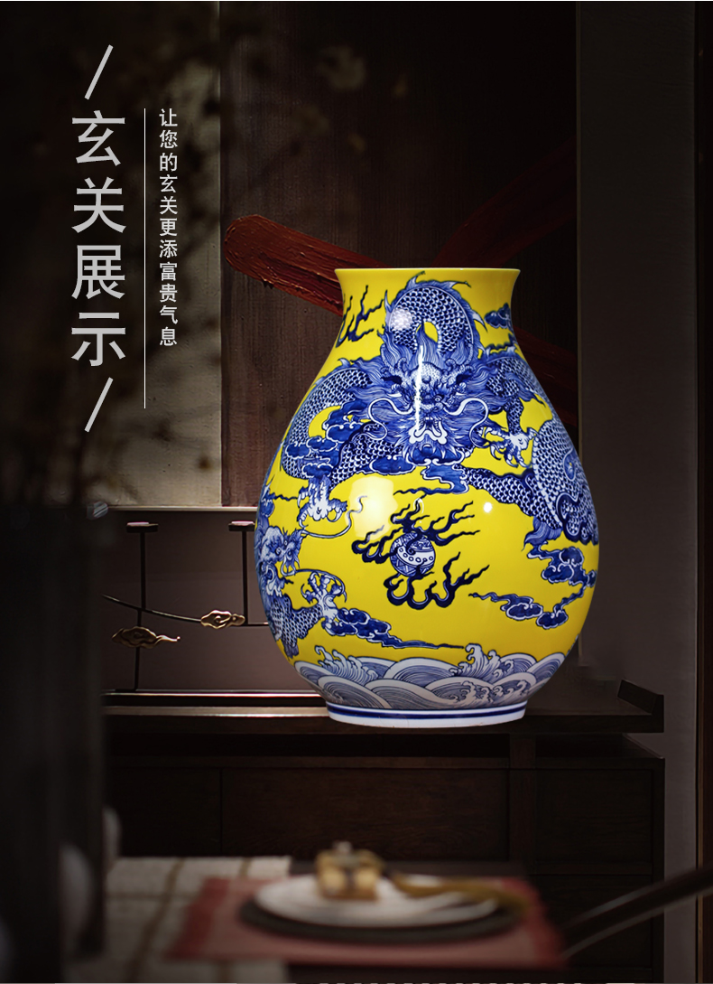 Jingdezhen blue and white dragon hand antique ceramics at home TV ark place porch calligraphy and painting to receive the goods